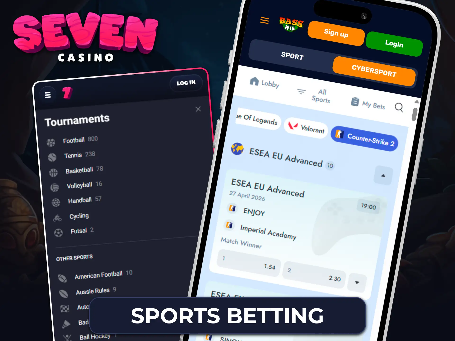 Access a wide range of live sports betting markets and competitive odds on the Seven Casino mobile app.