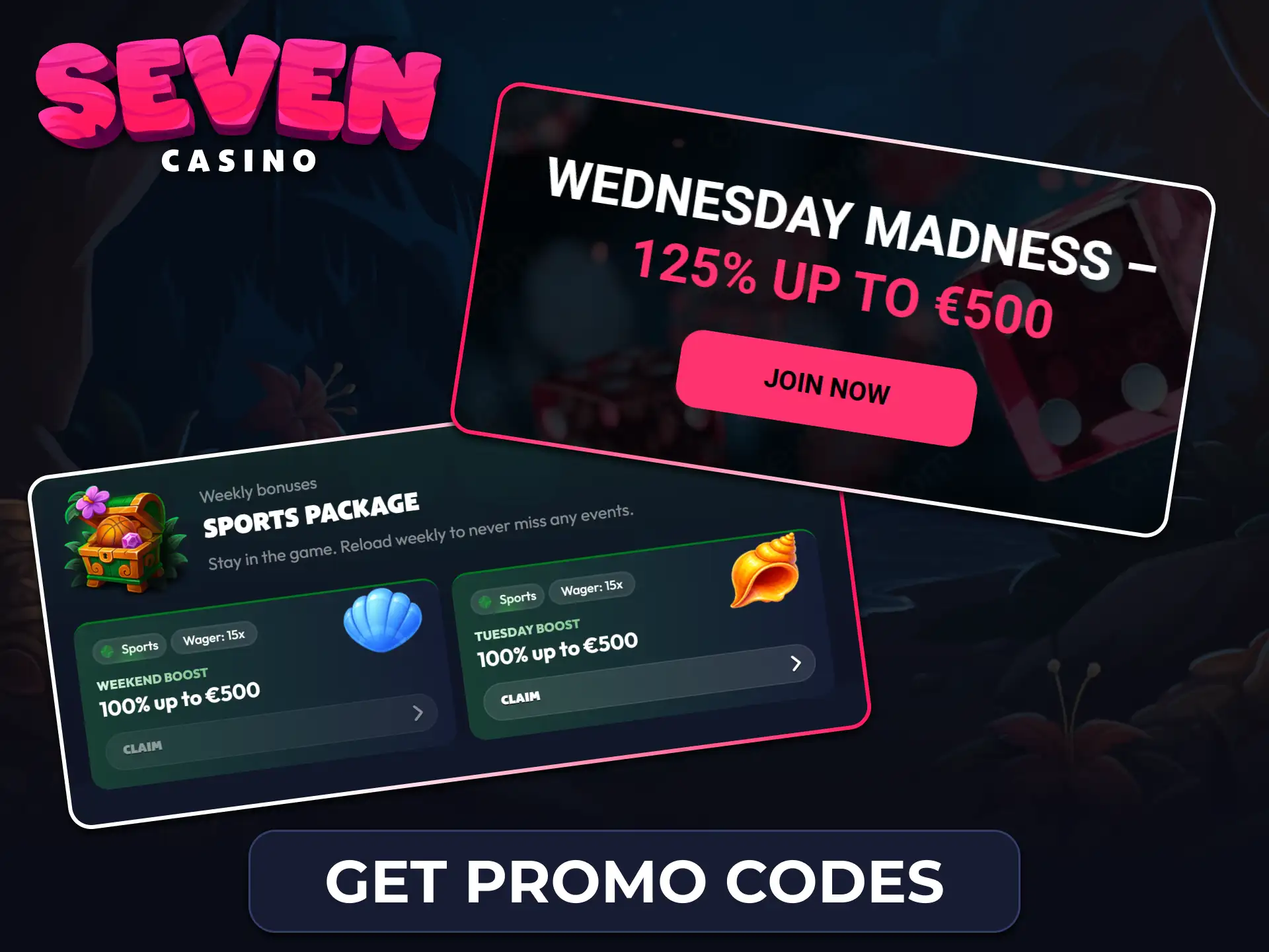 Find exclusive Seven Casino promo codes on the official promotions page.