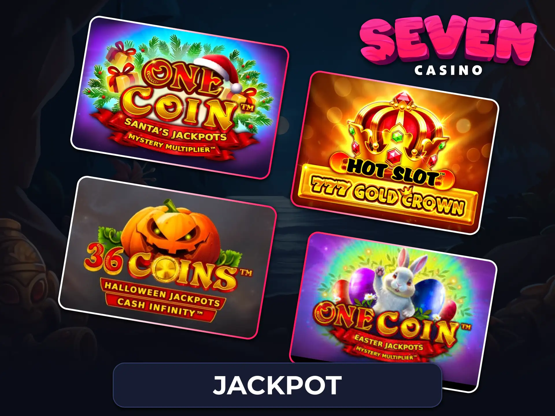 Play for massive progressive prizes and life changing wins at Seven Casino UK.
