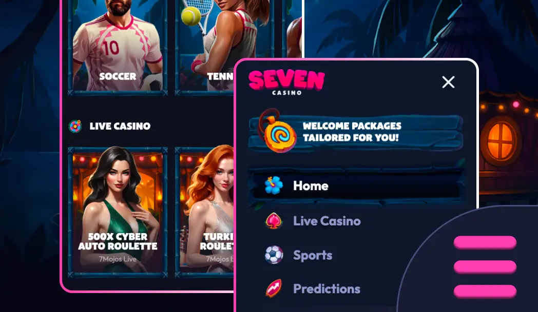 Enjoy the fast menu response within the Seven Casino App for quick navigation.