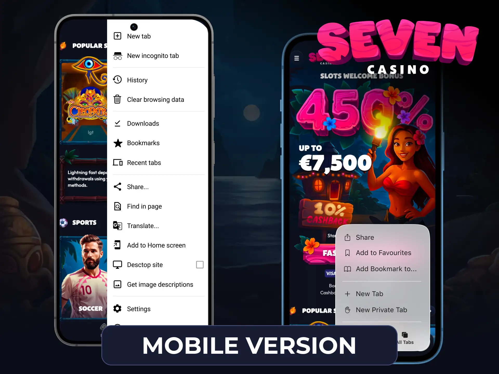 Access the Seven Casino mobile version for the best portable gaming experience.